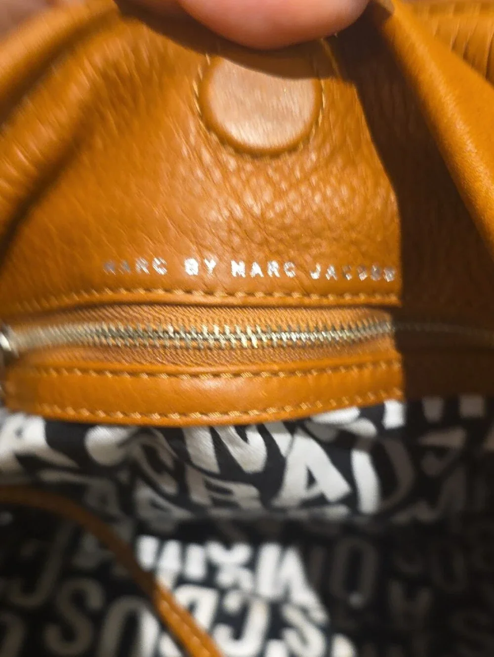 Marc by Marc Jacobs Cognac Leather Shoulder Bag with Silver Hardware